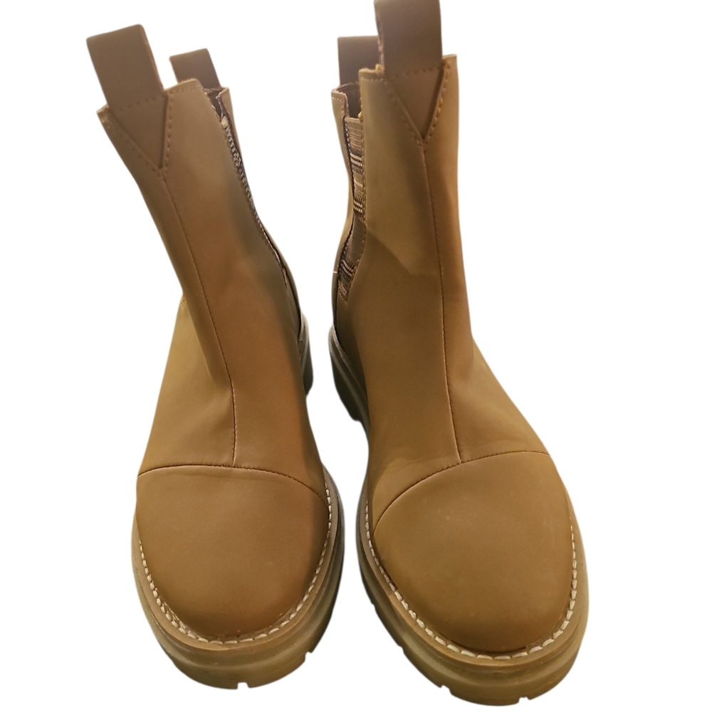 Toms Skylar Tof Synth Nubuck/Tar Pull On Lugged Sole Ankle Boots Tan Sz 7.5 - Picture 6 of 7